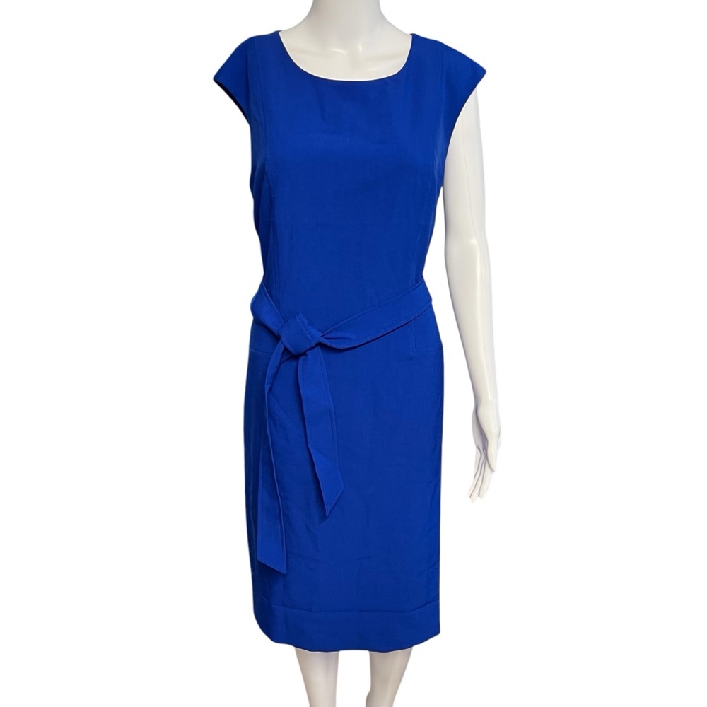 Black Label Evan Picone NWT Blue Sheath Dress Scoop Neck Sz. 14
